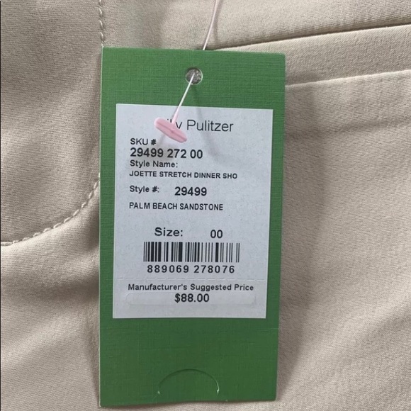 NWT Lilly Pulitzer Joette Stretch Dinner Short Tan Beige Sand 00 - Picture 2 of 2
